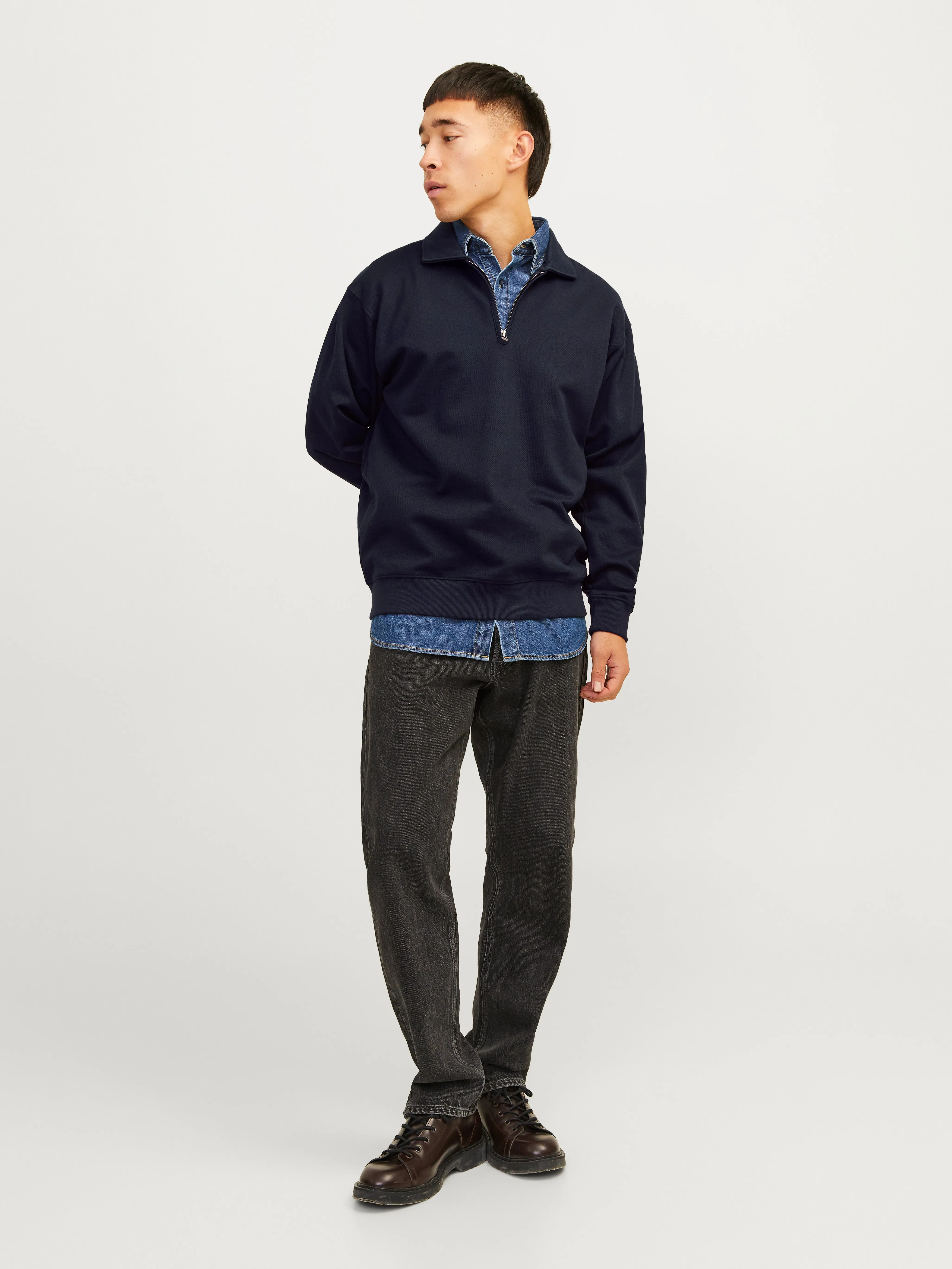 Media cremallera Liso | Azul oscuro | Jack & Jones®