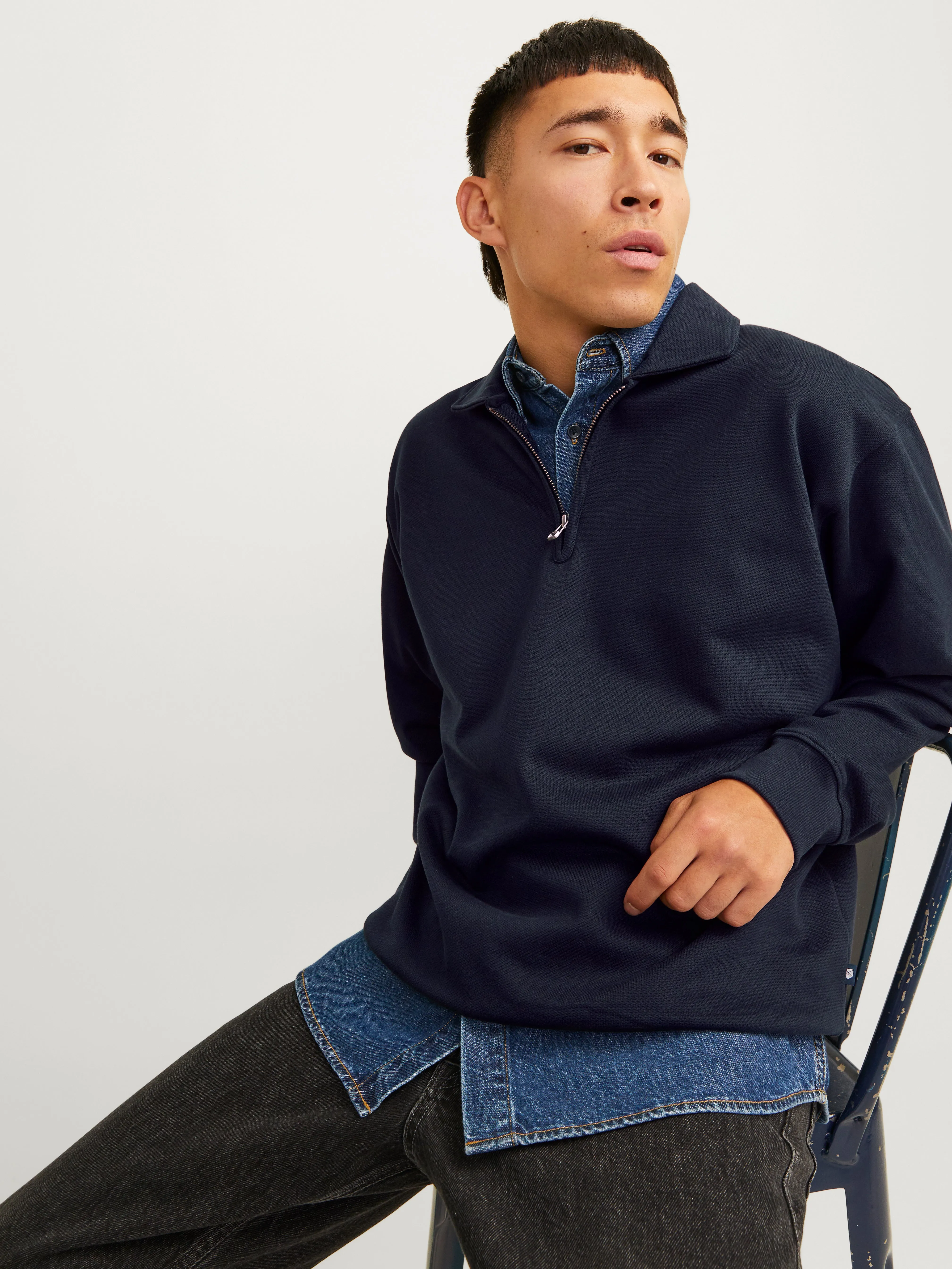 Media cremallera Liso | Azul oscuro | Jack & Jones®