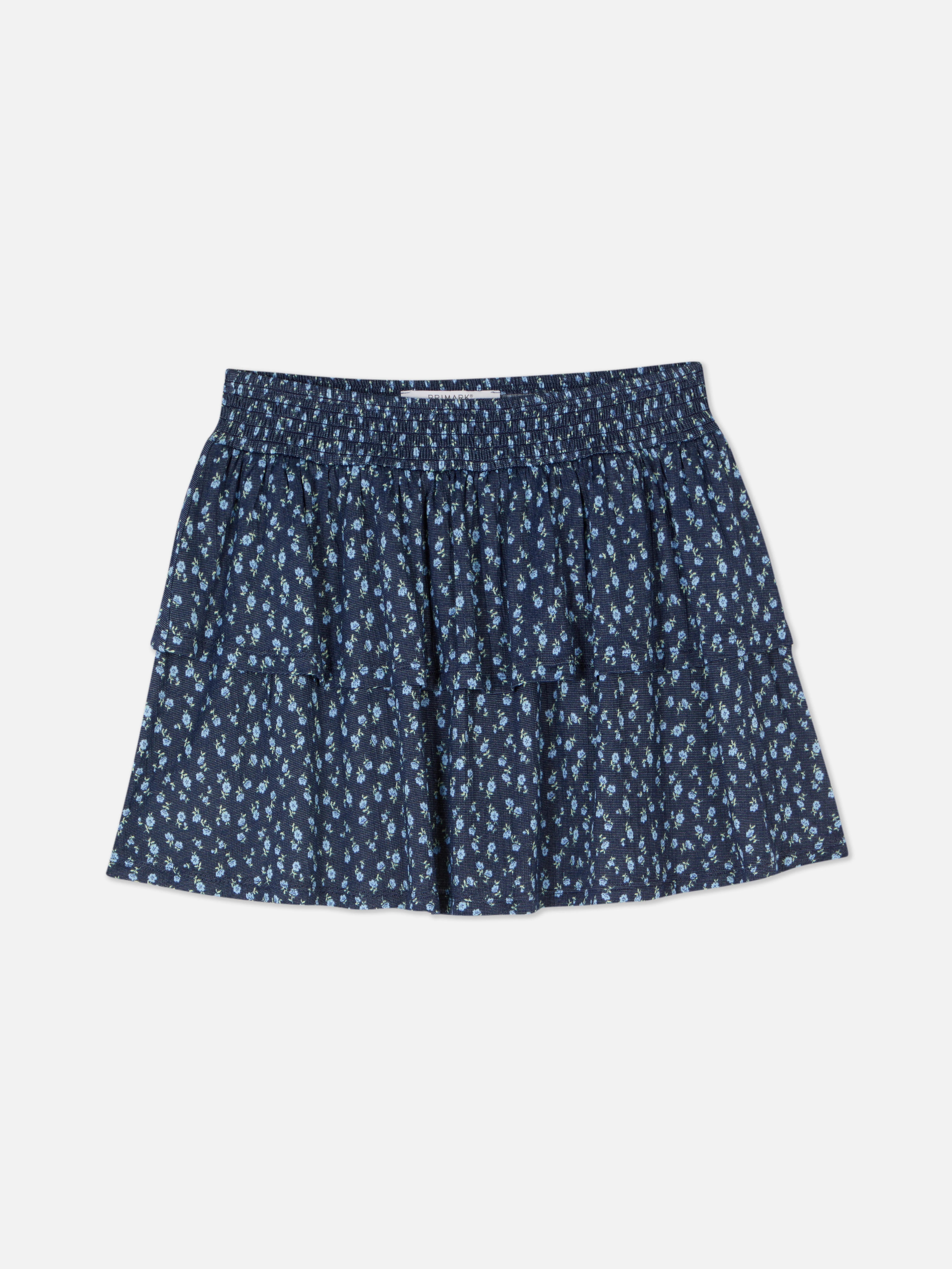 Minifalda fruncida con flores
