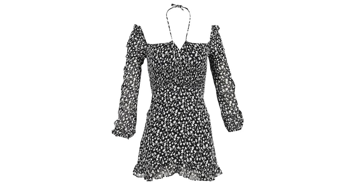 Minivestido floral Reformation en poliéster negro 