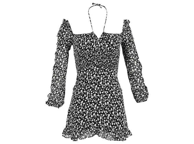 Minivestido floral Reformation en poliéster negro 