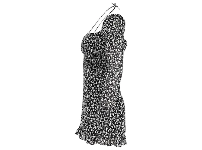 Minivestido floral Reformation en poliéster negro 