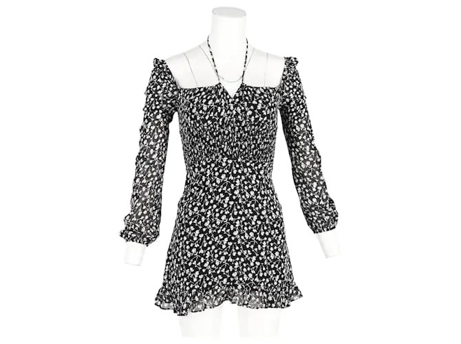 Minivestido floral Reformation en poliéster negro 