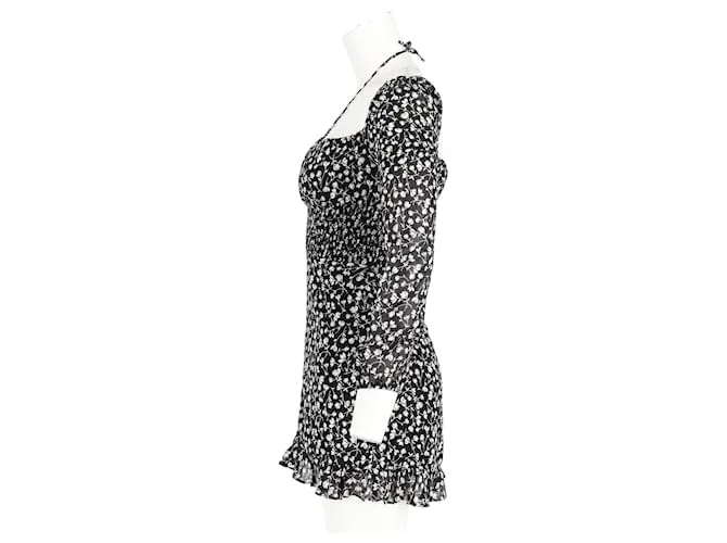 Minivestido floral Reformation en poliéster negro 