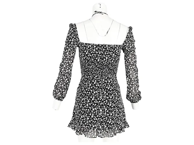 Minivestido floral Reformation en poliéster negro 