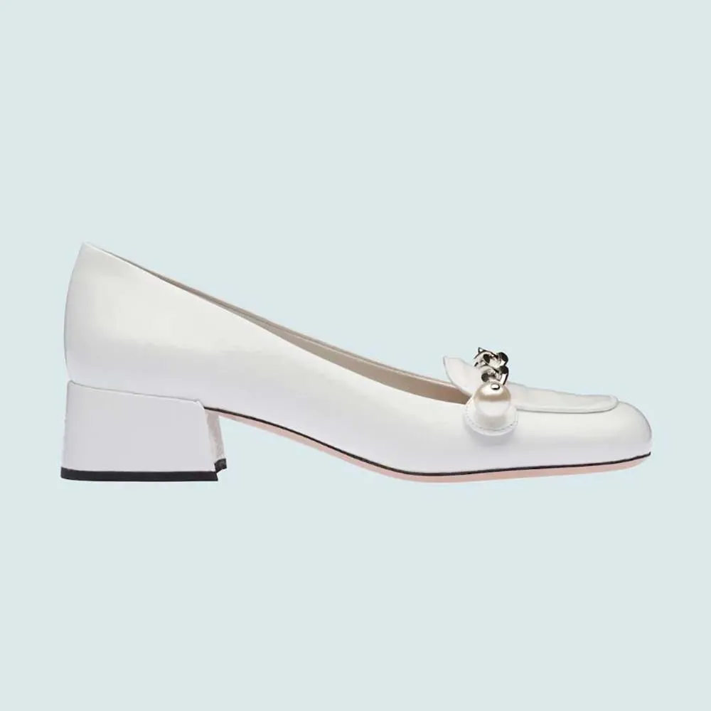 MIU MIU MOCASINES MUJER CHAROL TACóN 35MMBLANCO