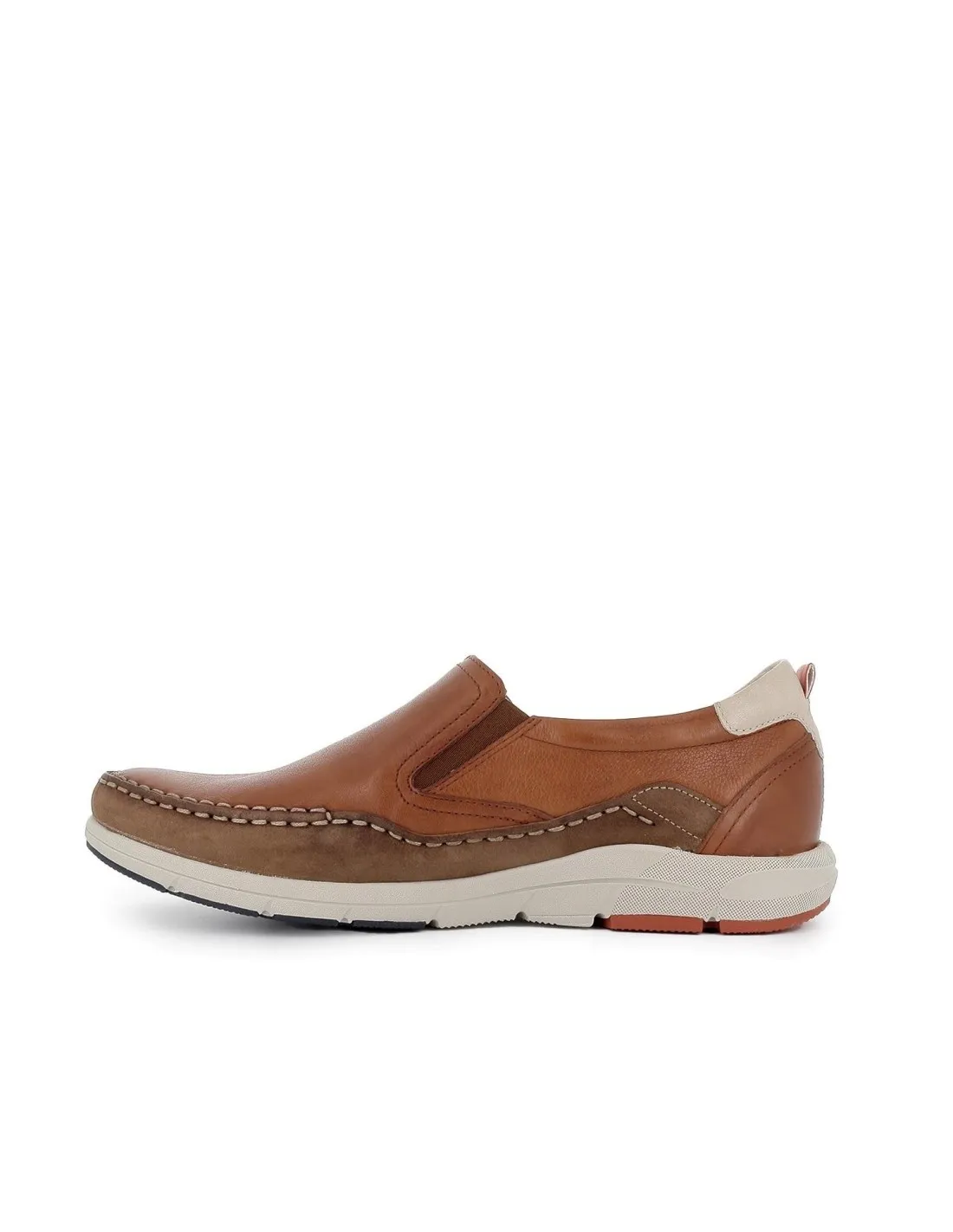 Mocasin elastico de diario piel combi hombre cuero Fluchos
