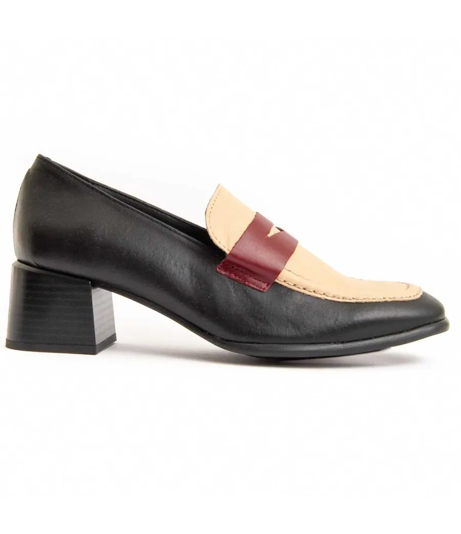 Mocasín De Piel Con Tacón Para Mujer.  Purapiel  Moccasiahc  95757