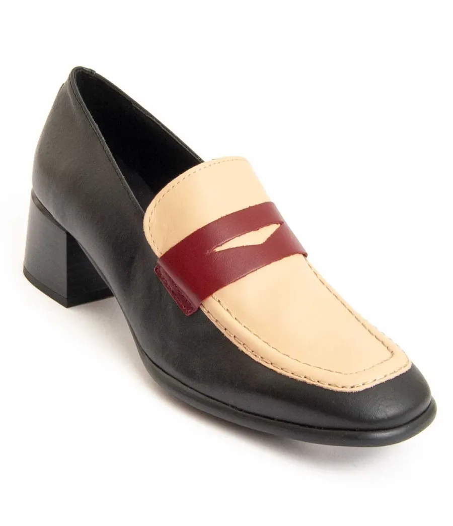 Mocasín De Piel Con Tacón Para Mujer.  Purapiel  Moccasiahc  95757