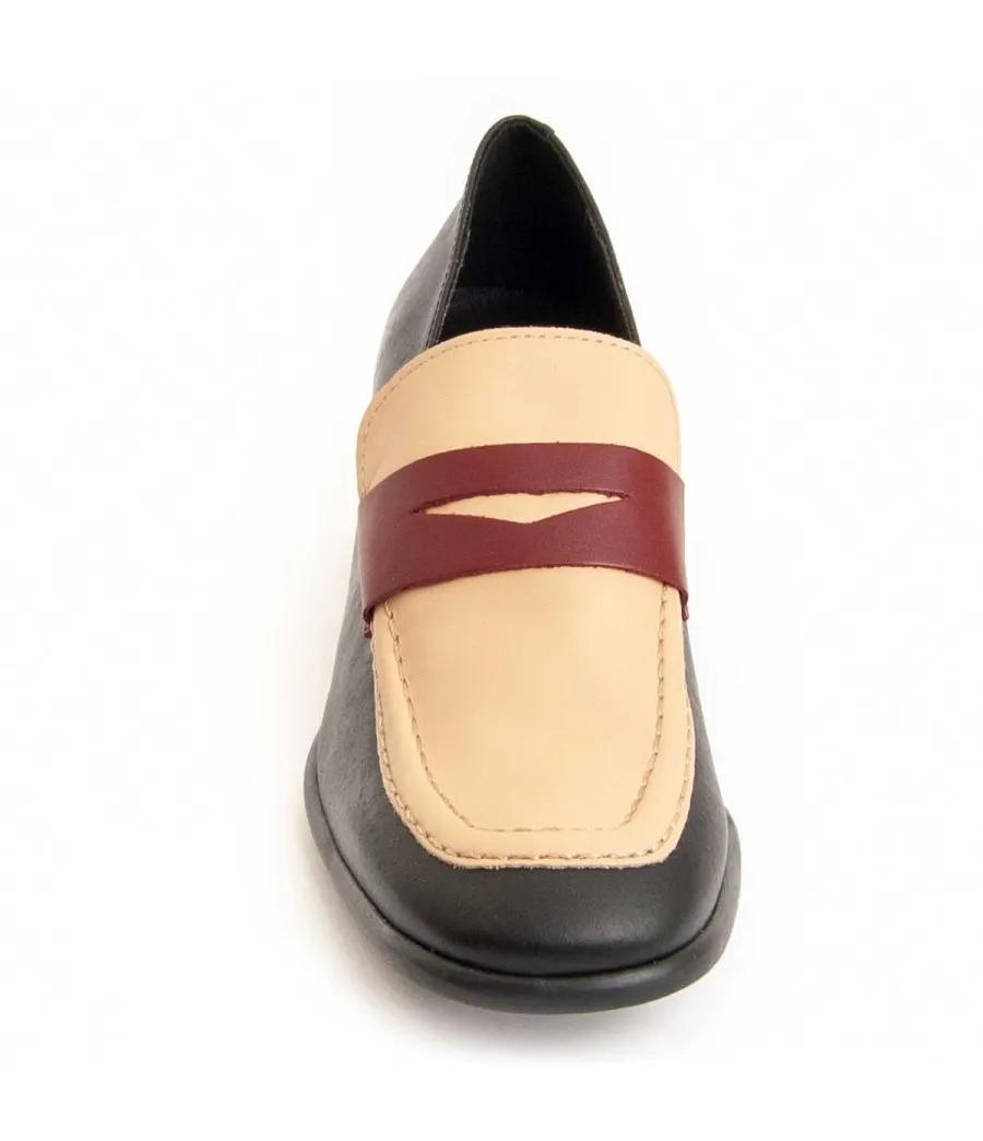 Mocasín De Piel Con Tacón Para Mujer.  Purapiel  Moccasiahc  95757