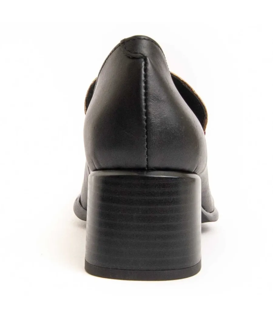 Mocasín De Piel Con Tacón Para Mujer.  Purapiel  Moccasiahc  95757