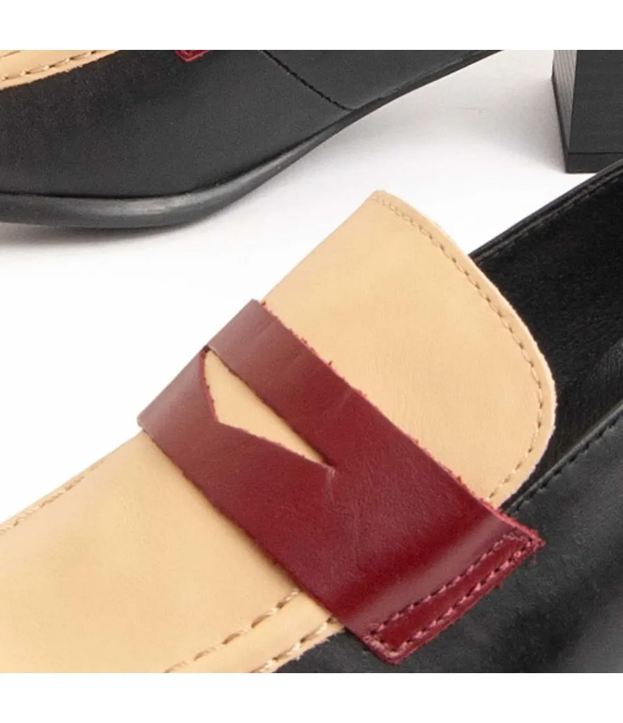 Mocasín De Piel Con Tacón Para Mujer.  Purapiel  Moccasiahc  95757