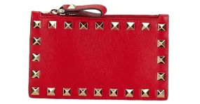 Monedero Valentino Rockstud en cuero rojo Roja 
