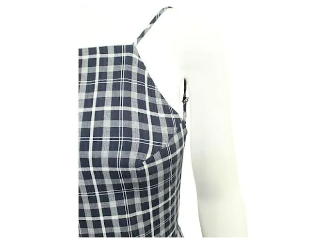 Mono largo azul con pernera ancha a cuadros de Reformation Castaño 