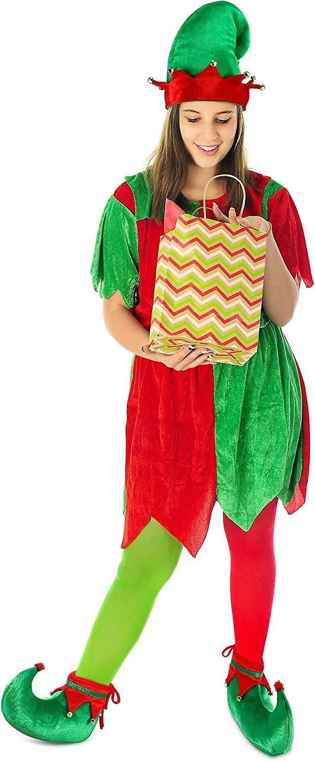 Navidad Santa Elf Zapatos Y Sombrero Navidad Rojo Verde Traje Accesorio Set