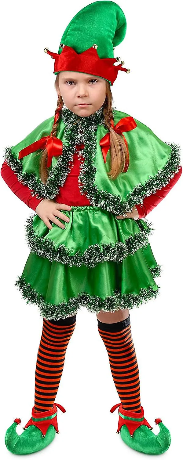 Navidad Santa Elf Zapatos Y Sombrero Navidad Rojo Verde Traje Accesorio Set