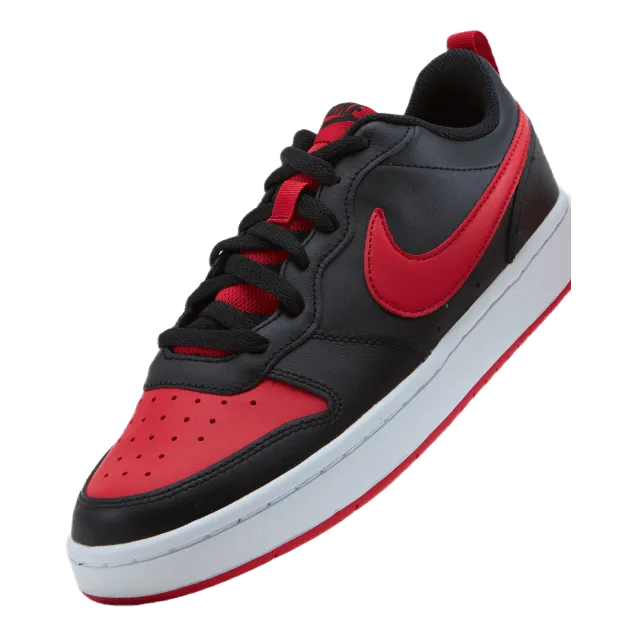 NIKE COURT BOROUGH LOW 2 BIG KIDS' SHOES BLACK/UNIVERSITY REDWHITE