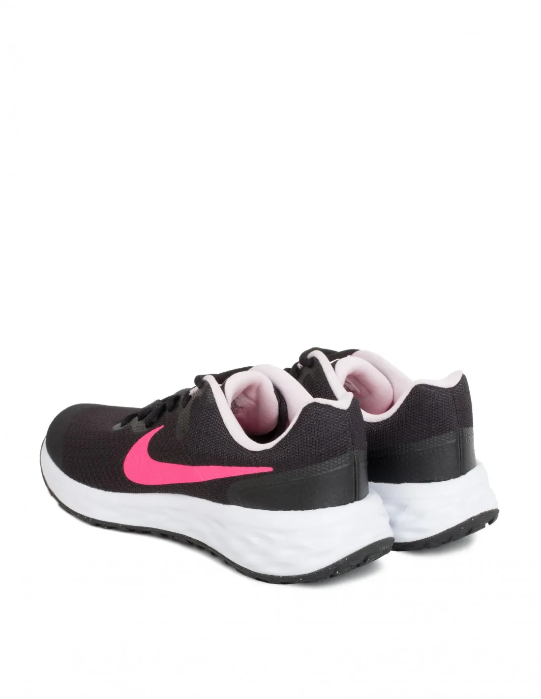 NIKE Revolution 6 Negras Logo Fucsia