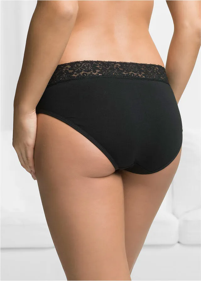 PACK DE 5 BRAGAS CON DETALLE DE ENCAJE NEGROBLANCOROJO