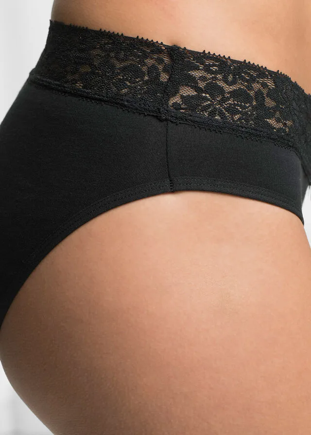 PACK DE 5 BRAGAS CON DETALLE DE ENCAJE NEGROBLANCOROJO