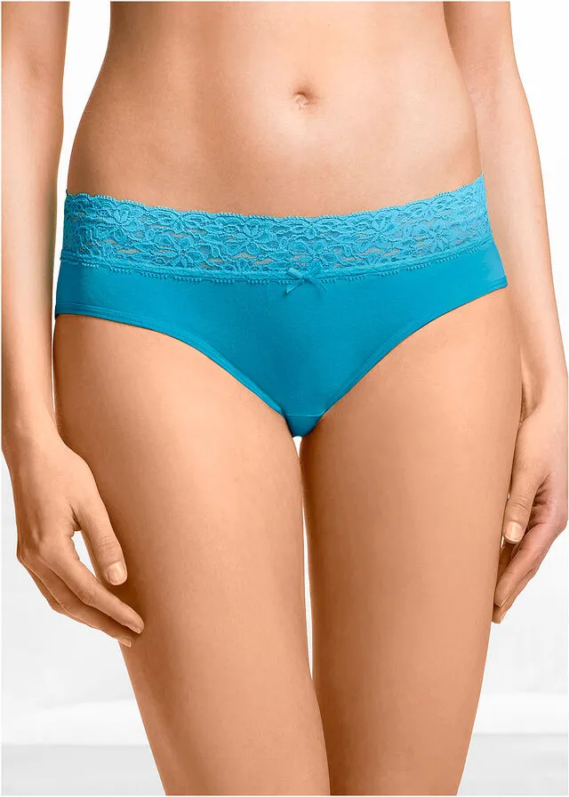 Pack de 5 bragas con detalle de encaje Turquesa/rosa/verde