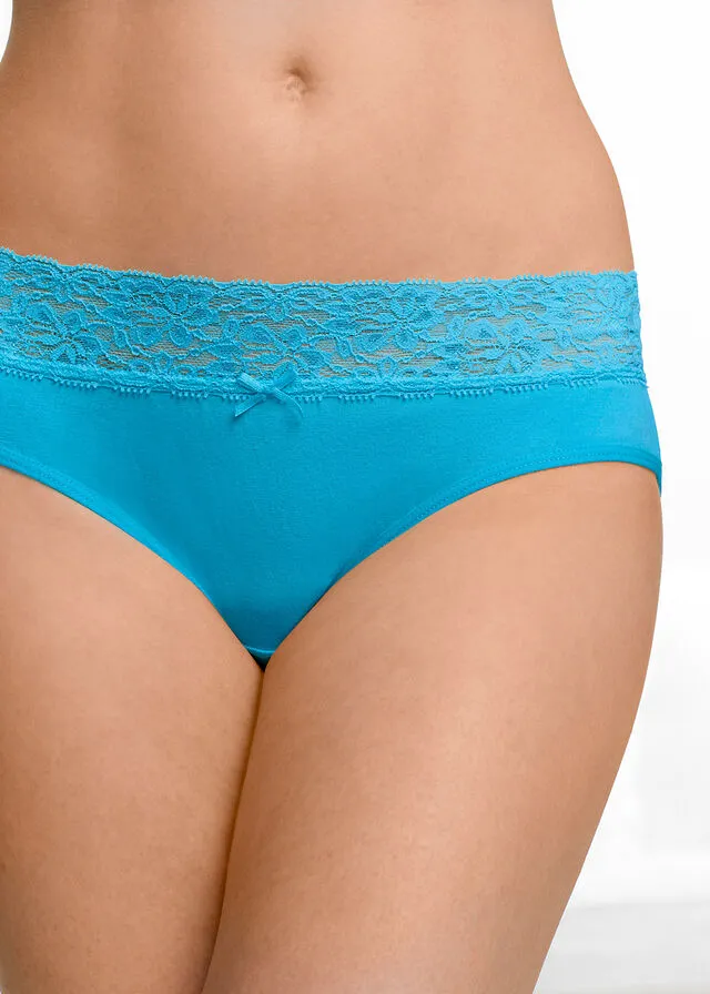 Pack de 5 bragas con detalle de encaje Turquesa/rosa/verde