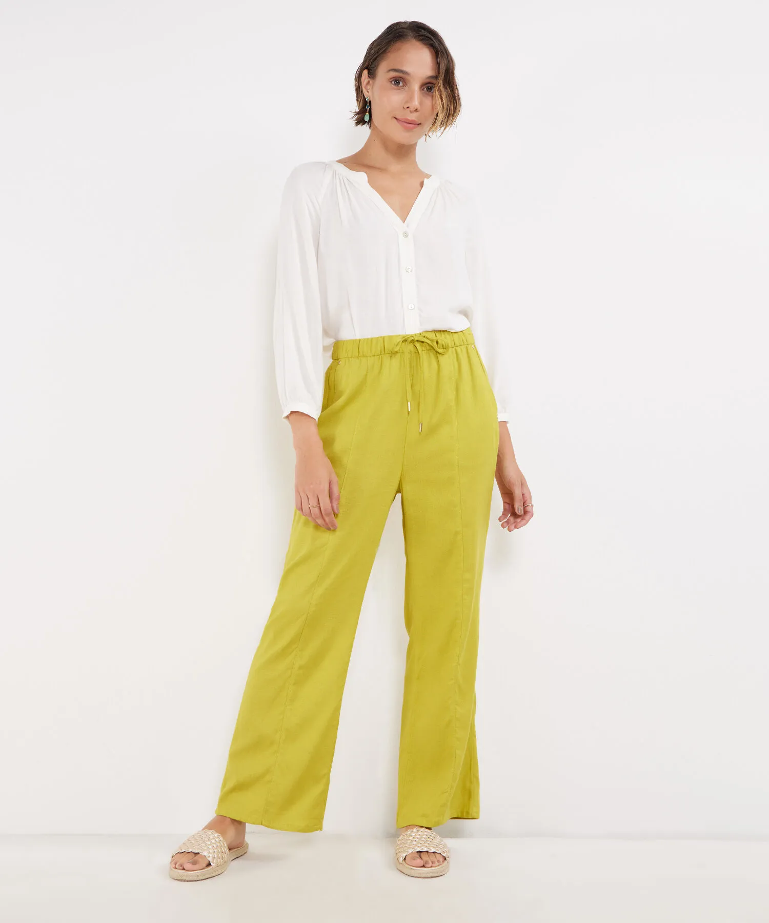 PANTAL&OACUTE;N FLUIDO EN EFECTO LINO