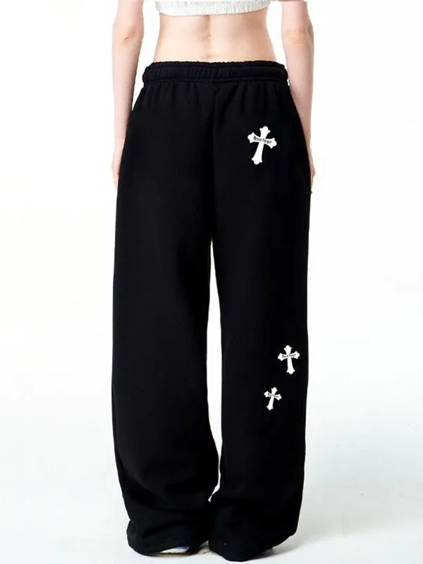 Pantalones deportivos con estampado de cruces Bound Foot de Hip Pop