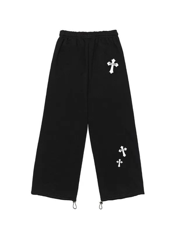 Pantalones deportivos con estampado de cruces Bound Foot de Hip Pop