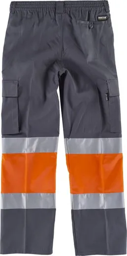 Pantalón con 2 cintas de alta visibilidad Gris / Naranja