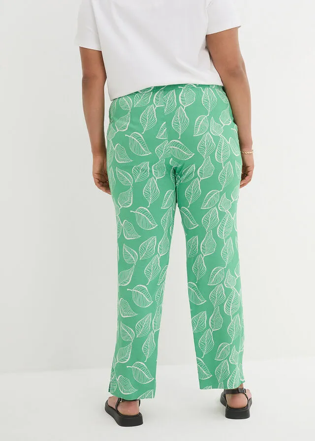 Pantalón con cintura elástica Verde ópalo/blanco estampado
