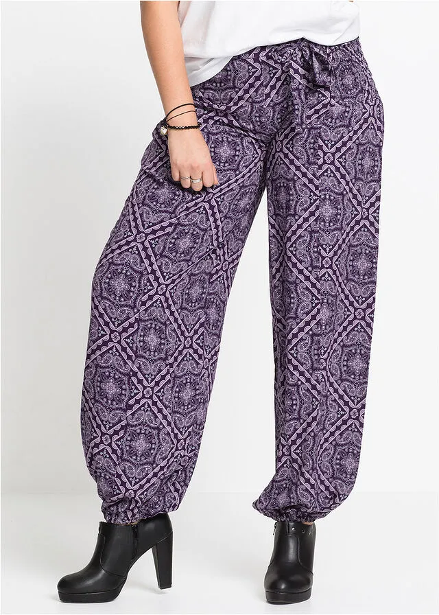 PANTALóN CON CINTURILLA ELáSTICA LILA OSCUROMORADO MATE CON ESTAMPADO GRáFICO