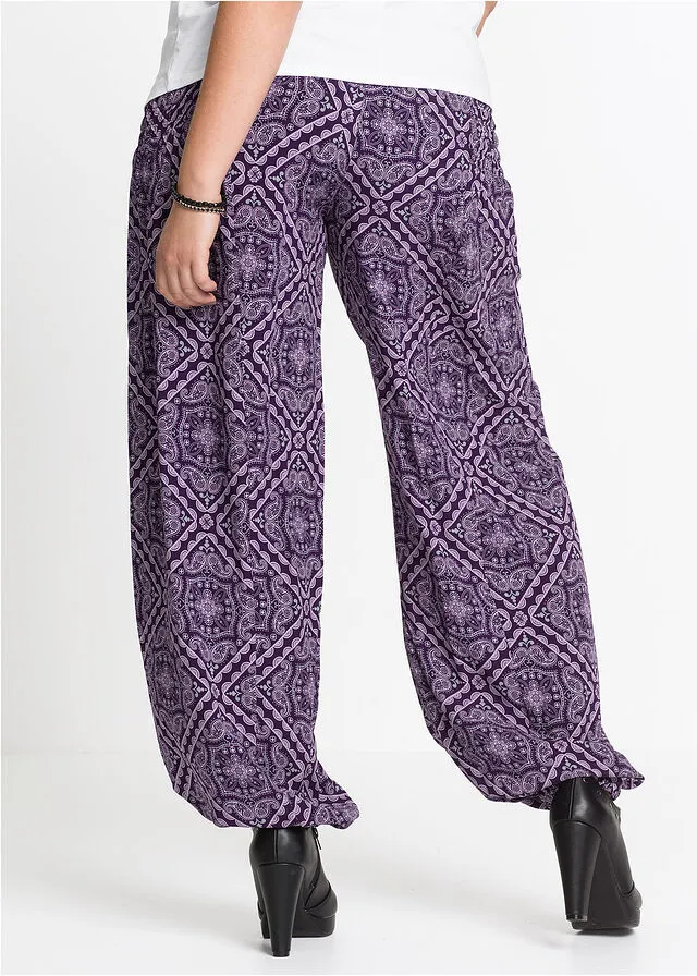 PANTALóN CON CINTURILLA ELáSTICA LILA OSCUROMORADO MATE CON ESTAMPADO GRáFICO