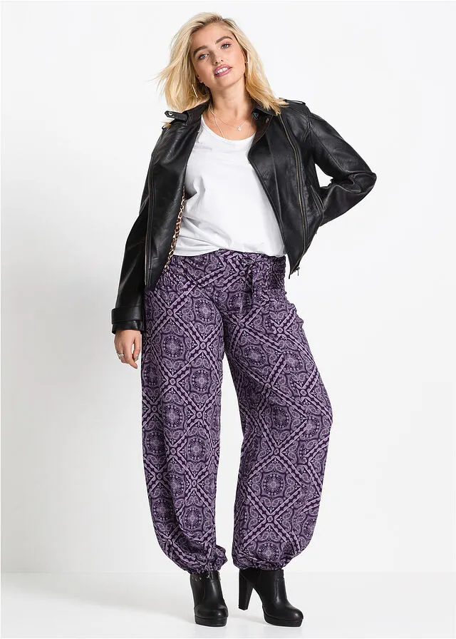 PANTALóN CON CINTURILLA ELáSTICA LILA OSCUROMORADO MATE CON ESTAMPADO GRáFICO
