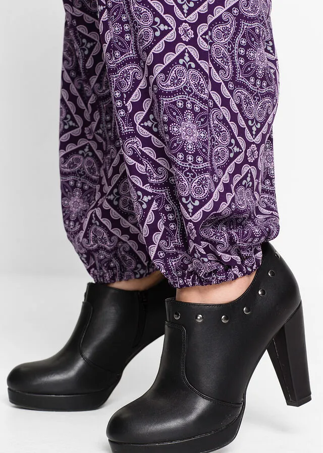 PANTALóN CON CINTURILLA ELáSTICA LILA OSCUROMORADO MATE CON ESTAMPADO GRáFICO