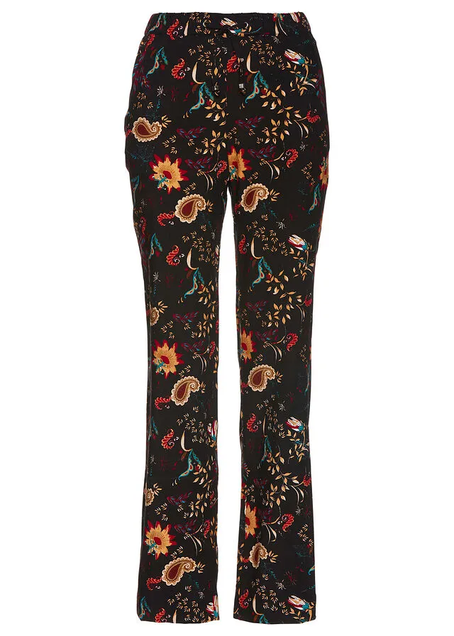 PANTALóN CON CINTURILLA ELáSTICA NEGROROJO CHILE ESTAMPADO