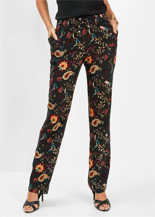 PANTALóN CON CINTURILLA ELáSTICA NEGROROJO CHILE ESTAMPADO