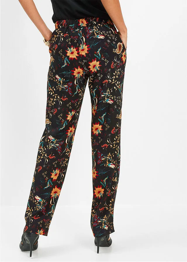 PANTALóN CON CINTURILLA ELáSTICA NEGROROJO CHILE ESTAMPADO