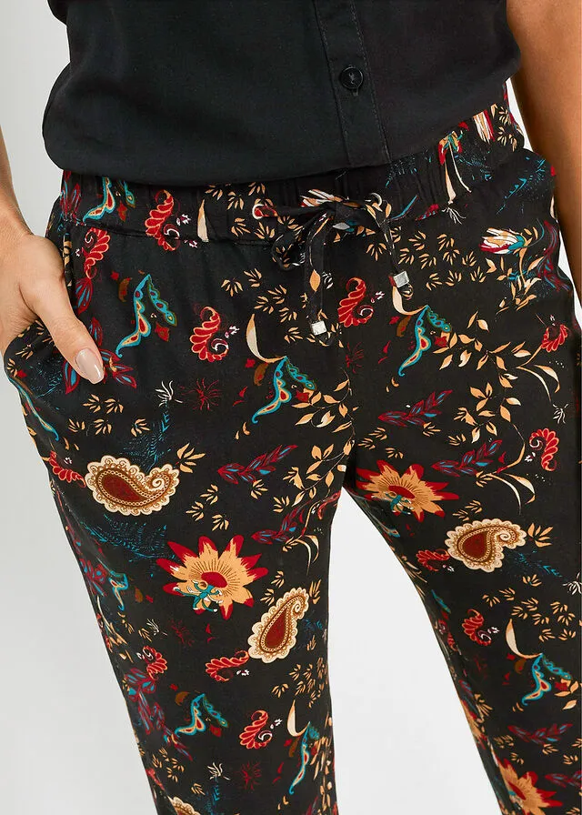 PANTALóN CON CINTURILLA ELáSTICA NEGROROJO CHILE ESTAMPADO