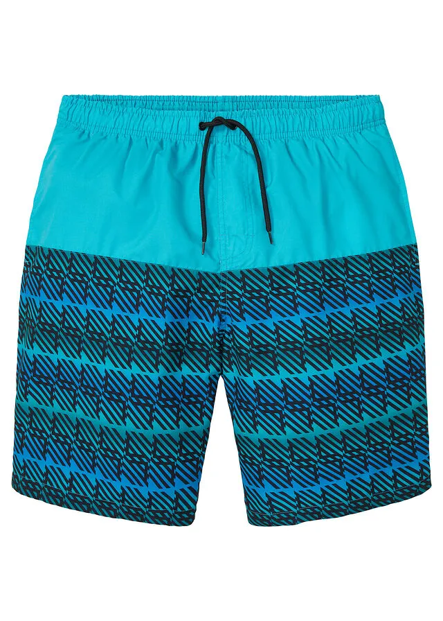PANTALóN CORTO DE PLAYA TURQUESANEGRO CON ESTAMPADO GRáFICO