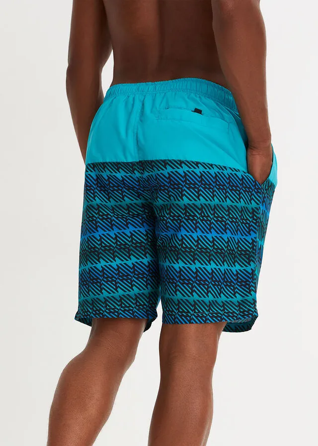 PANTALóN CORTO DE PLAYA TURQUESANEGRO CON ESTAMPADO GRáFICO