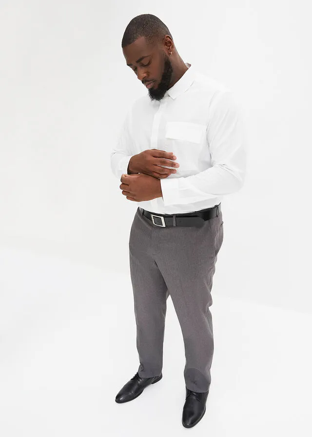 Pantalón de estilo ejecutivo con corte regular y recto Gris jaspeado