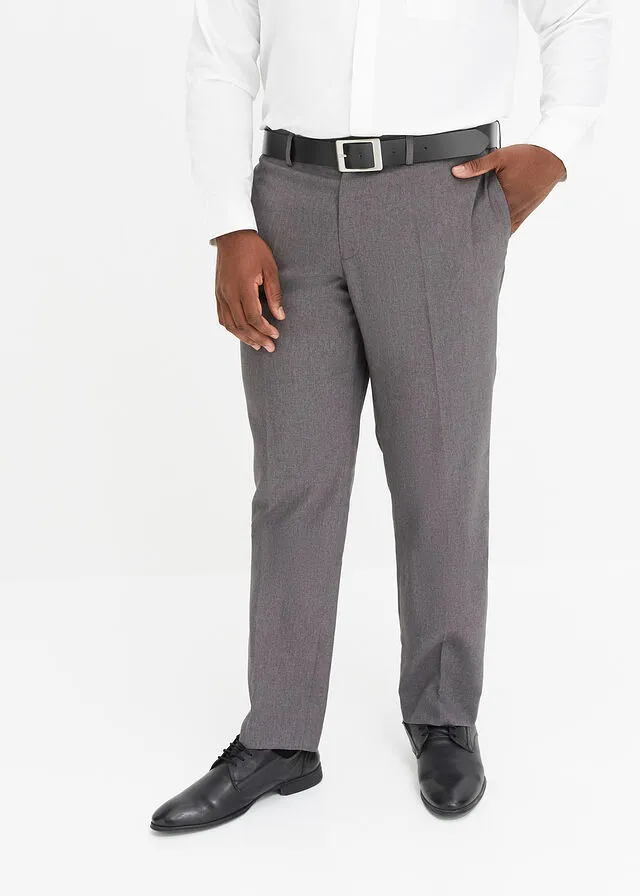 Pantalón de estilo ejecutivo con corte regular y recto Gris jaspeado