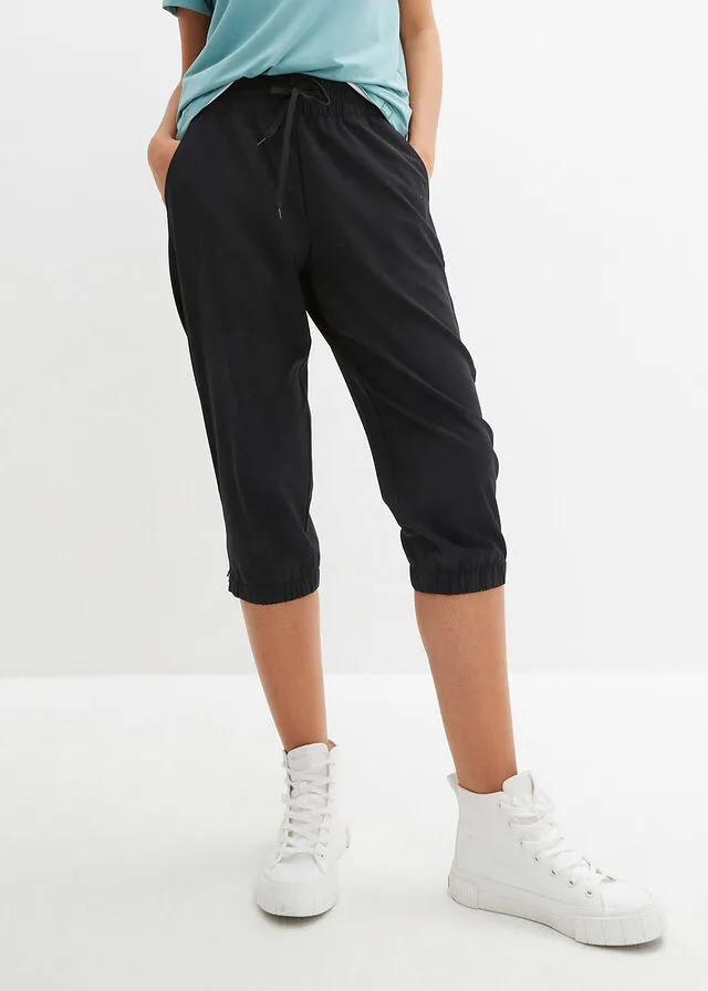 Pantalón funcional de largo capri y secado rápido Negro