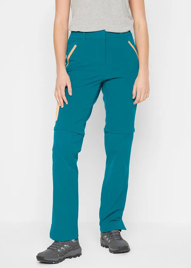 Pantalón funcional Softshell con pernera desmontable, corte recto, repelente al agua Negro