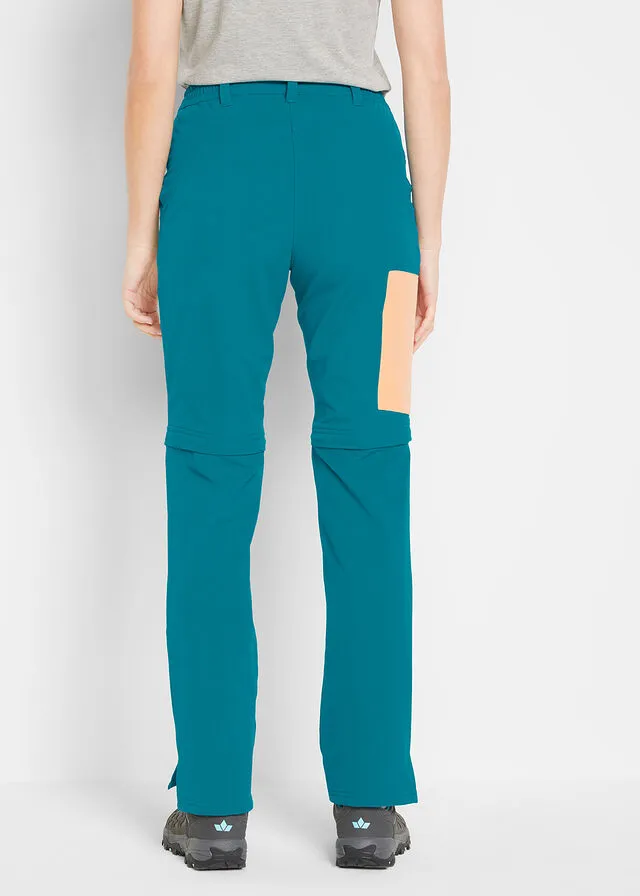 Pantalón funcional Softshell con pernera desmontable, corte recto, repelente al agua Negro