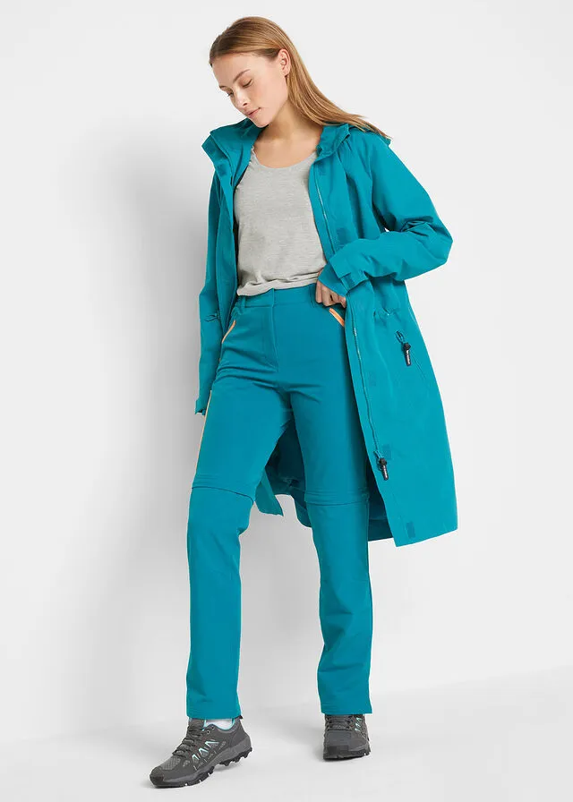 Pantalón funcional Softshell con pernera desmontable, corte recto, repelente al agua Negro