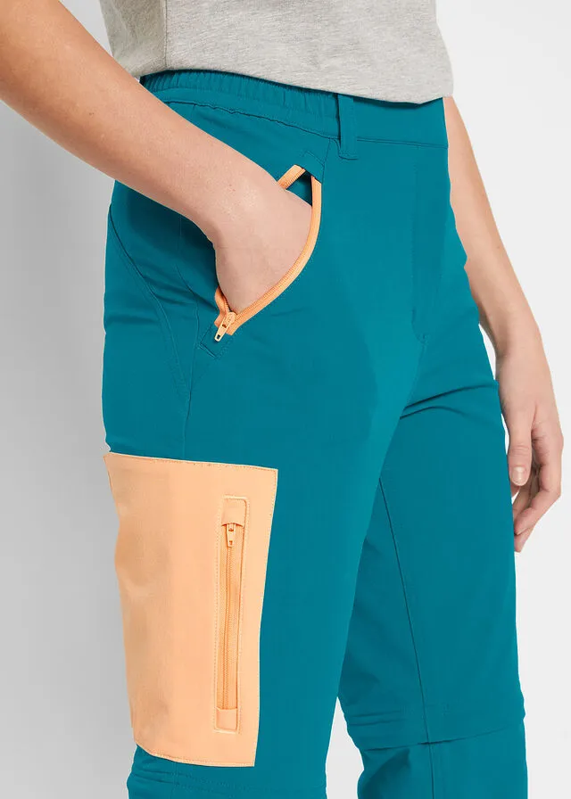 Pantalón funcional Softshell con pernera desmontable, corte recto, repelente al agua Negro