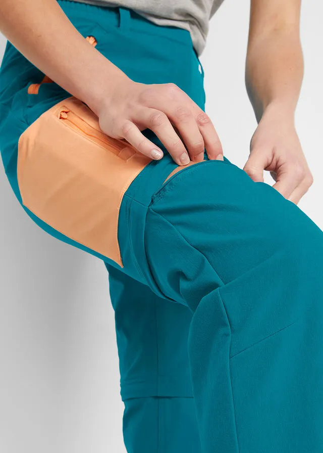 Pantalón funcional Softshell con pernera desmontable, corte recto, repelente al agua Negro