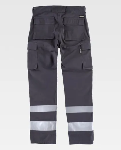 Pantalón multibolsillos con cintas reflectantes Gris